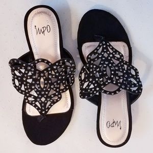 IMPO Rhinestone Slip On Wedge Sandal